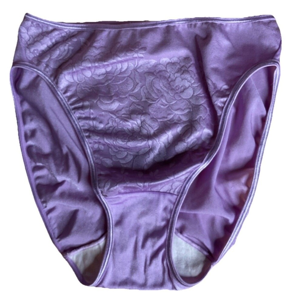 Olga Women’s Hi-Leg Panties Size Large New Style 20036 Lavender Medium Shiny